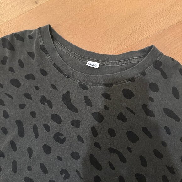 Clare V. Drop Shoulder Tee Puff 3/4 Sleeves Top In Faded Gray and Black - L - Picture 10 of 12